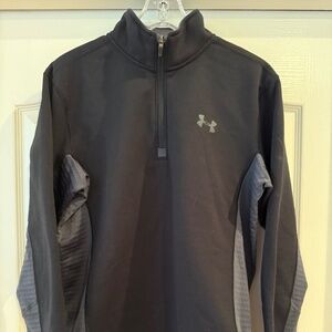 Mens black UnderArmour half-zip pullover.